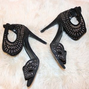 ZARA Sexy Black Suede Open Toe Heel 8